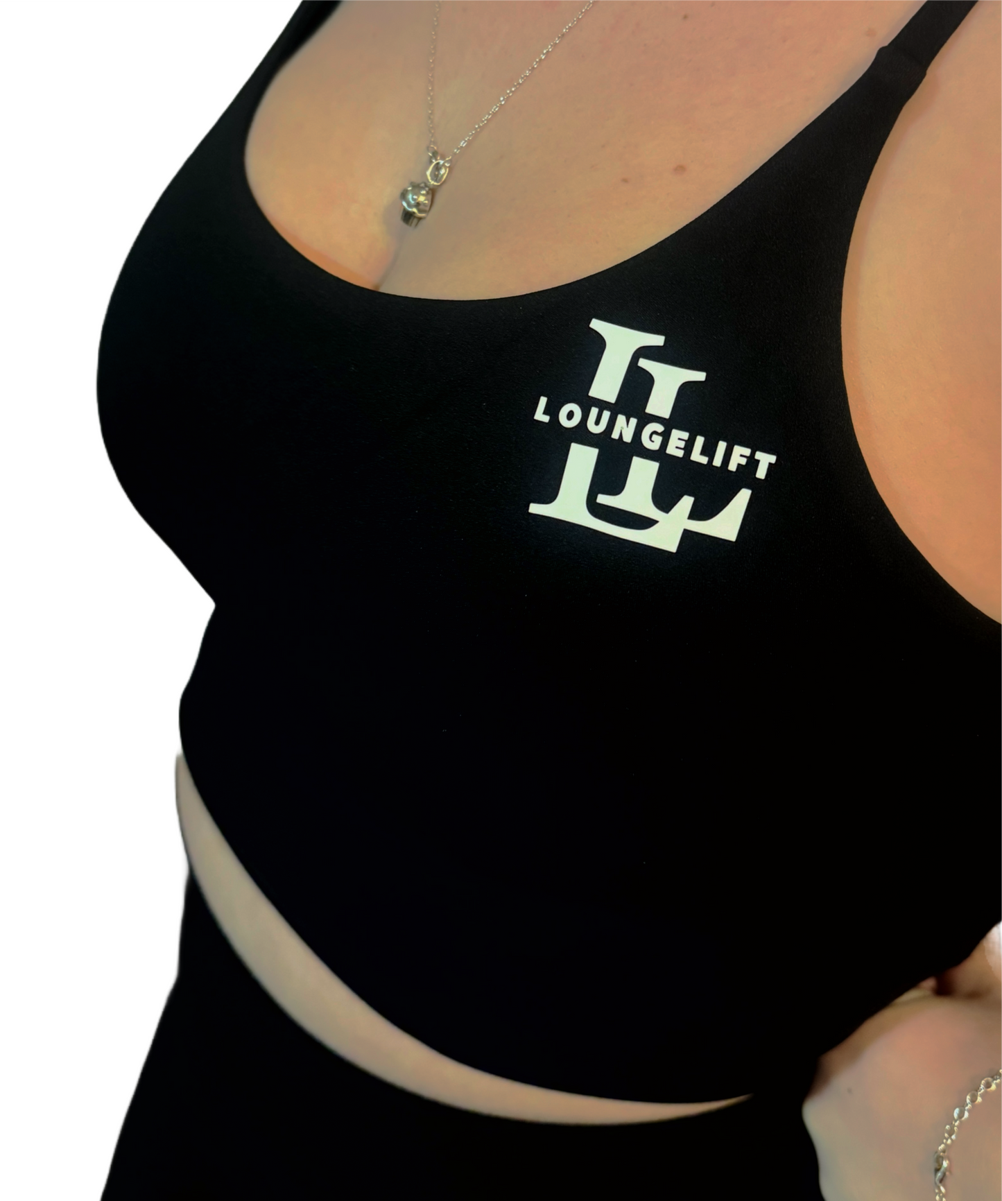 Cropped sports strappy top with built-in-bra.